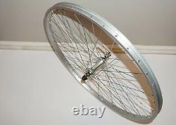 Jeu de roues avant et arrière de vélo en alliage 26x1.75 14g 36 rayons essieu 3/8 moyeu libre argent
