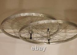 Jeu de roues avant et arrière de vélo en alliage 26x1.75 14g 36 rayons essieu 3/8 moyeu libre argent