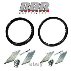 Kit de jante et rayons noirs BBR pour Honda CRF110 CRF 110 avant/arrière 12/14 NOUVEAU