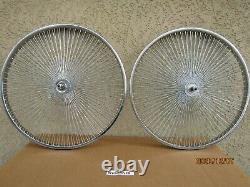 Nouveau jeu de jantes de vélo en chrome de 26'' - 140 rayons pour cruiser, tricycle, chopper