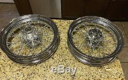 Oem Harley Softail 16x3 Chrome Rayon Avant Et Arriere Roues Décollages 3/4