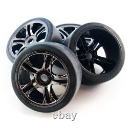PNEUS LISSÉS AVANT ET ARRIÈRE TRAXXAS XO-1 & ROUES À 17 mm EN NOIR CHROMÉ À RAYON DIVISÉ