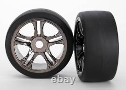 PNEUS LISSÉS AVANT ET ARRIÈRE TRAXXAS XO-1 & ROUES À 17 mm EN NOIR CHROMÉ À RAYON DIVISÉ