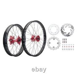 Pack de roues avant/arrière Tusk Impact 1.60x21/2.15x19 Jante noire/Rayon argenté/Rouge