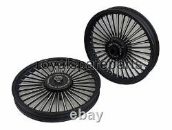 Pour Royal Enfield Classic 500 Parado 32 Rayons Jantes en alliage noires avant et arrière D1