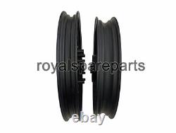 Pour Royal Enfield Classic 500 Parado 32 Rayons Jantes en alliage noires avant et arrière D1