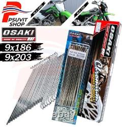 Rayon et écrou en acier inoxydable 9x186, 9x203 KLX14G, KLX150 (Jante avant 19 + arrière 17)