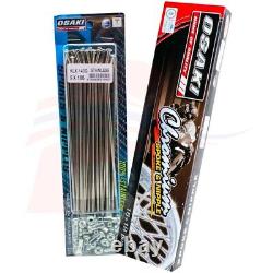 Rayon et écrou en acier inoxydable 9x186, 9x203 KLX14G, KLX150 (Jante avant 19 + arrière 17)