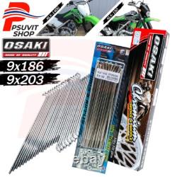 Rayons et écrous en acier inoxydable 9x186, 9x203 KLX140G, KLX150 (Jante avant 19 + arrière 17)