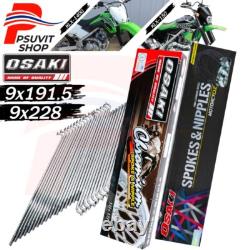 Rayons et écrous en acier inoxydable 9x191.5+9x228 KLX14G, KLX150 (Jante avant 21+arrière 18)