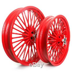 Red Fat Spoke Wheels 21''x3.5 '' 18''x3.5 '' Pour Harley Touring Softail Sportster