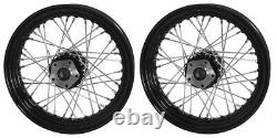 Roue avant/arrière à 40 rayons noirs de 16 pouces pour Harley Electra Glide FLH FLHT Tour FLT 73-84