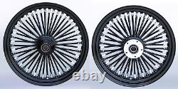 Roue avant de 21 rayons épais et roue arrière de 18 rayons noirs pour Harley Dyna Wide Glide FXDWG de 2000 à 2005