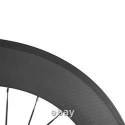 Roue carbone pour vélo à pignon fixe, avant 700C à trois rayons de 70mm et arrière 88mm à trois rayons, avec jante de 23mm type pneu de route