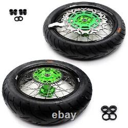 Roues Supermoto KKE 3.5/4.25'' pour KAWASAKI KX250F 2006-2019/2021 KX450F Pneus