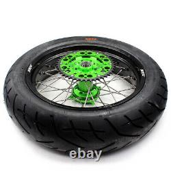 Roues Supermoto KKE 3.5/4.25'' pour KAWASAKI KX250F 2006-2019/2021 KX450F Pneus