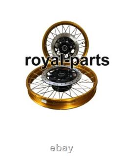 Roues à rayons tubeless dorées compatibles avec Royal Enfield Himalayan 450