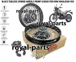 Roues à rayons tubeless noires avant et arrière adaptées pour Royal Enfield Himalayan 450