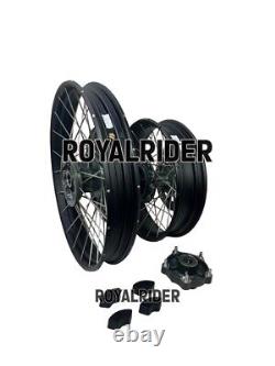 Roues à rayons tubeless noires avant et arrière adaptées pour Royal Enfield Himalayan 450