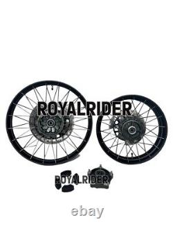 Roues à rayons tubeless noires avant et arrière adaptées pour Royal Enfield Himalayan 450