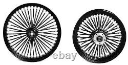 Roues avant 21 et arrière 16 Fat Spoke noires pour Harley Softail Heritage Fat Boy Dyna