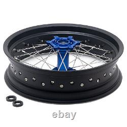 Roues avant et arrière à 17 rayons, moyeux bleus et jantes noires pour Sur-Ron Ultra Bee E-Bike