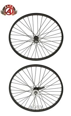 Roues avant ou à coaster en alliage 26 X 1.75, 36 rayons, rayon 12g, axe 3/8, noir