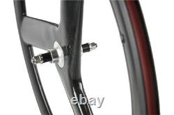Roues de vélo de piste en carbone, avant 56mm Tri Spoke, arrière 88mm, 700C, pignon fixe