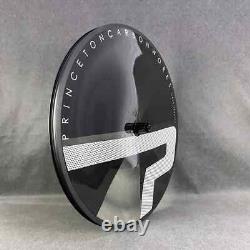 Roues de vélo de route en fibre de carbone avec jante 700C/ Frein à disque avant, moyeu arrière à 3 rayons.