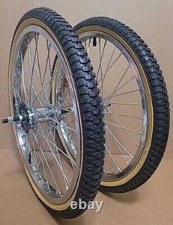 Roues de vélo en acier 20x1.75 avec freins à rétropédalage avant-arrière, 36 rayons, chrome avec pneus