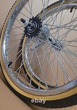Roues de vélo en acier 20x1.75 avec freins à rétropédalage avant-arrière, 36 rayons, chrome avec pneus