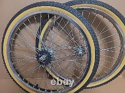 Roues de vélo en acier 20x1.75 avec freins à rétropédalage avant-arrière, 36 rayons, chrome avec pneus