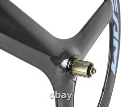 Roues en carbone avant + arrière à trois branches Tri Spoke 700C, profondeur de 65mm, pour vélo de route