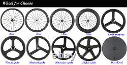 Roues en carbone avant + arrière à trois branches Tri Spoke 700C, profondeur de 65mm, pour vélo de route