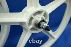 Skyway BMX 20 Roues Tuff BLANCHES rétro NOUVEL ensemble de roues roulements scellés axes de 3/8