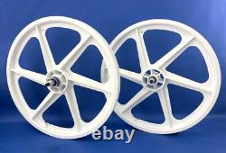 Skyway BMX 20 SIX SPOKE Tuff Wheels BLANCHES rétro NOUVEAU jeu de roues avec roulements scellés