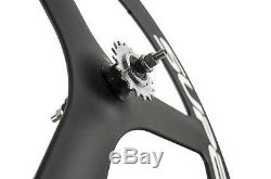 Superteam 65mm Fixed Gear Tri Spoke Carbon Wheelset 3 Spoke Piste Cyclable Wheelset