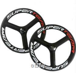 Superteam 700c En Fibre De Carbone Tri Spoke Wheelset Route 3 Rayons Carbone Roues