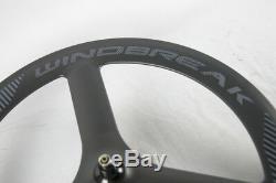 Tri Spokes Avant + Arrière Roues Vélo De Route Coupe-vent 65mm 3 Spokes Carbon Wheelset