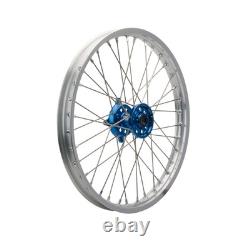 Tusk Impact Ensemble de Roues Avant&Arrière 1.60x21/2.15x19 Jante Argent/Spokes/Moyeu Bleu