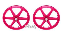 Vélo 20 x 38 mm Plastique 6-Rayons Avant & Arrière Roue Libre 3/8 Essieu Rose